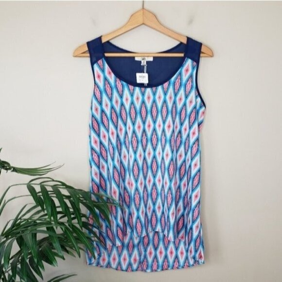 NWT Ya Los Angeles | Open Back Print Tank Blouse Size Medium - Picture 1 of 5